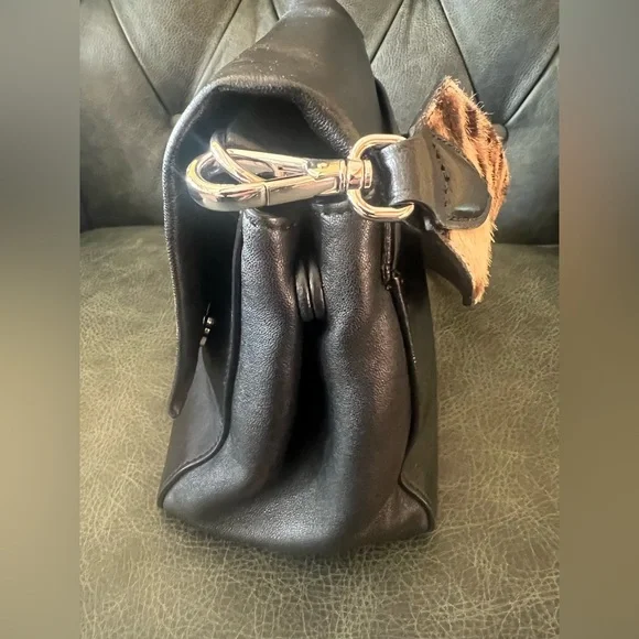 MaxMara Shoulder Bag Napa Leather Animal Print Black Small - Picture 4 of 16